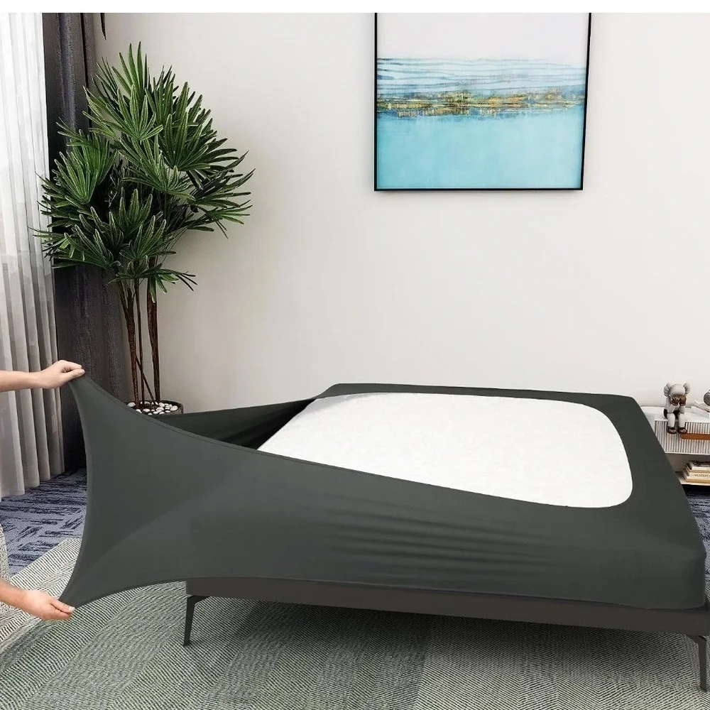 Alyvia Spring Box Spring Cover Twin Gray Stretch Wrap Bed Skirt Dorm NWT
